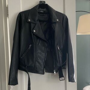 Elodie Black vegan faux Leather Moto Jacket
